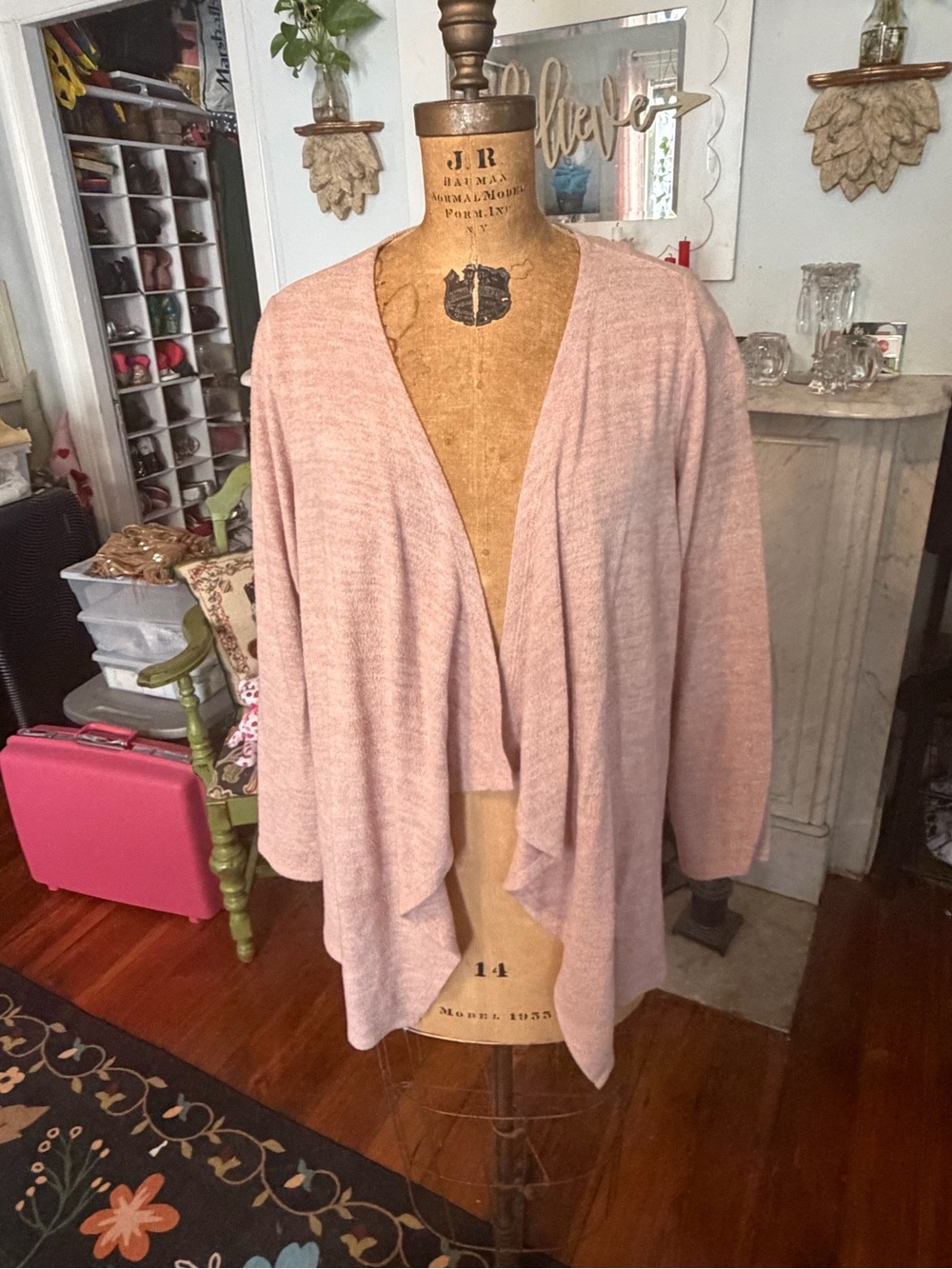 torrid Soft Pink Draped Open-Front Cardigan